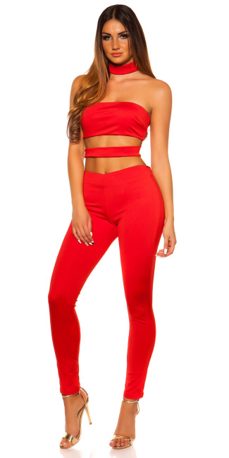 Jumpsuit with Cut Outs Red
